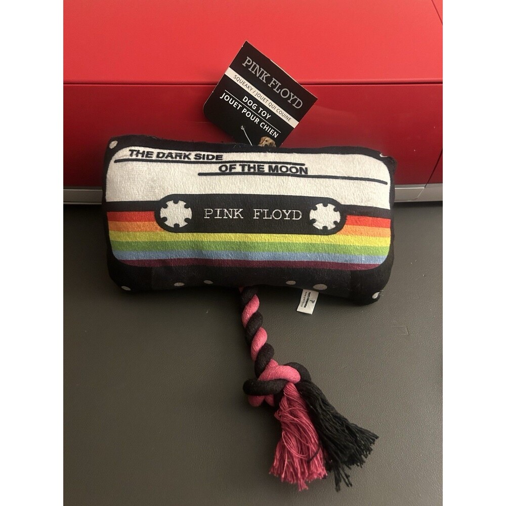 Pink Floyd Cassette Shaped Dog Toy with Rope and Squeaker : NWT